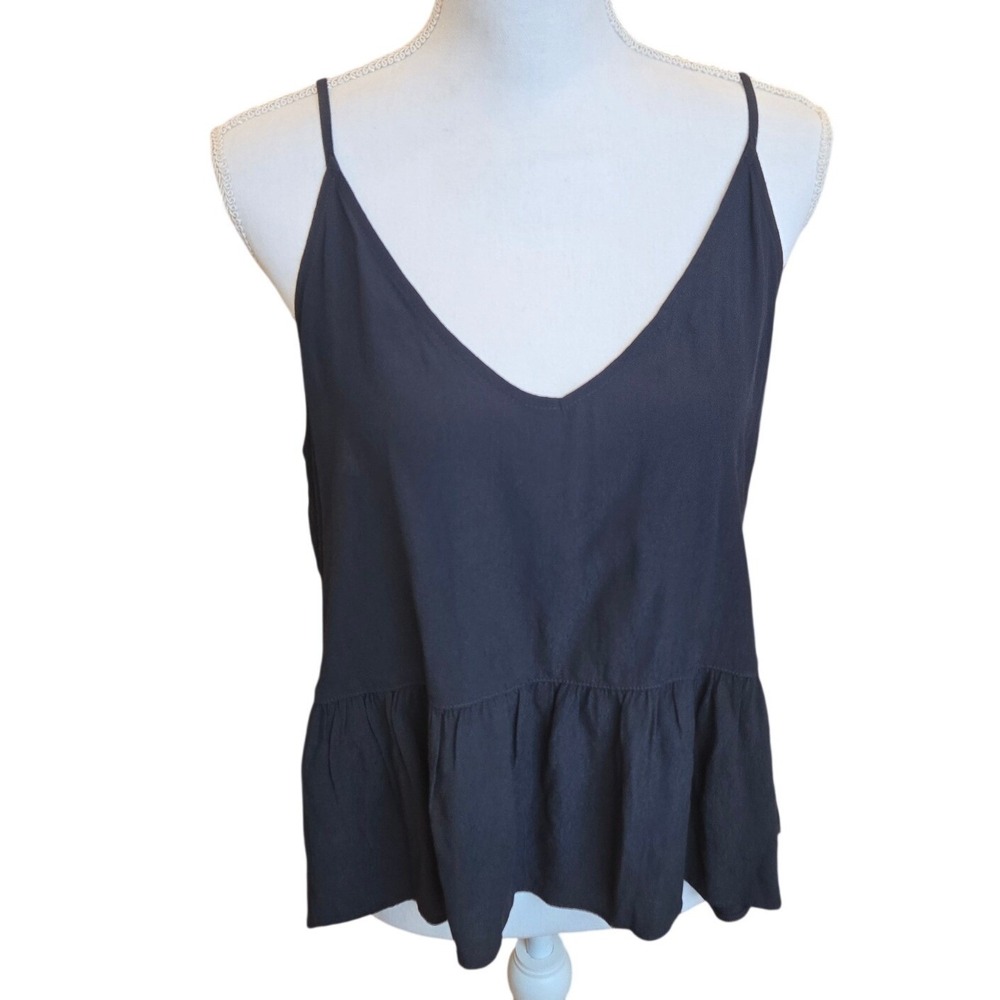 Kimchi Blue Tank Top Peplum Spaghetti Strap Black Minimalist Festival Medium